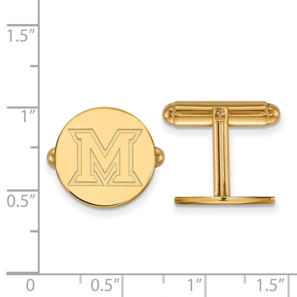 Alternate view of the 14k Yellow Gold Miami University Cuff Links by The Black Bow Jewelry Co.