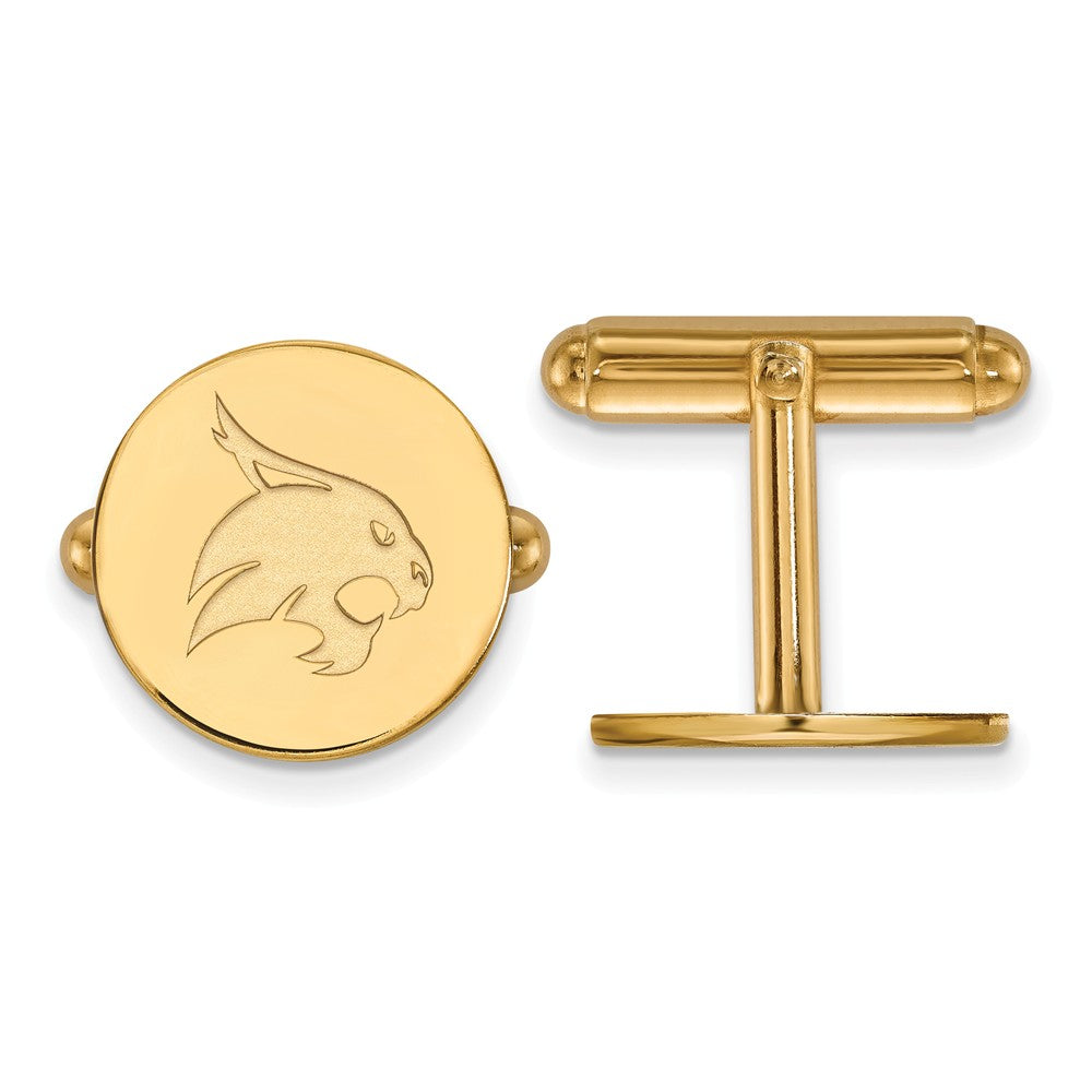 14k Yellow Gold Texas State University Cuff Links, Item M8884 by The Black Bow Jewelry Co.