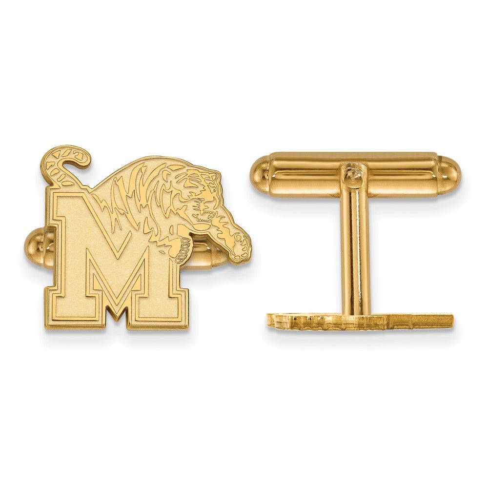 14k Yellow Gold University of Memphis Cuff Links, Item M8893 by The Black Bow Jewelry Co.
