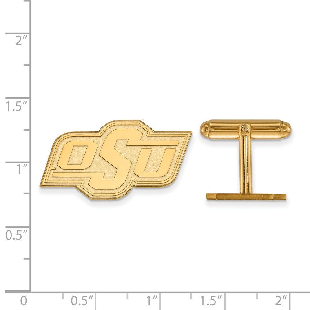 Alternate view of the 14k Yellow Gold Oklahoma State University Cuff Links by The Black Bow Jewelry Co.