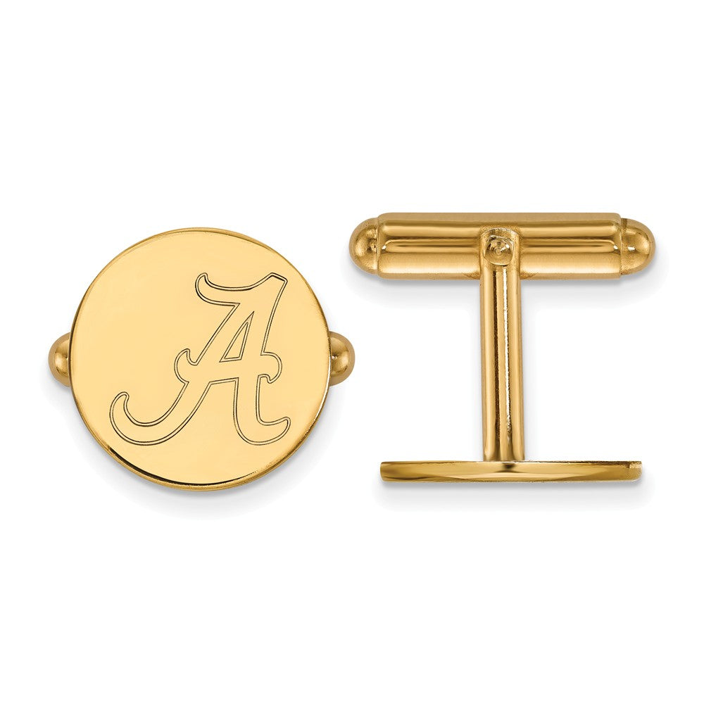 14k Yellow Gold University of Alabama Initial A Cuff Links, Item M8919 by The Black Bow Jewelry Co.