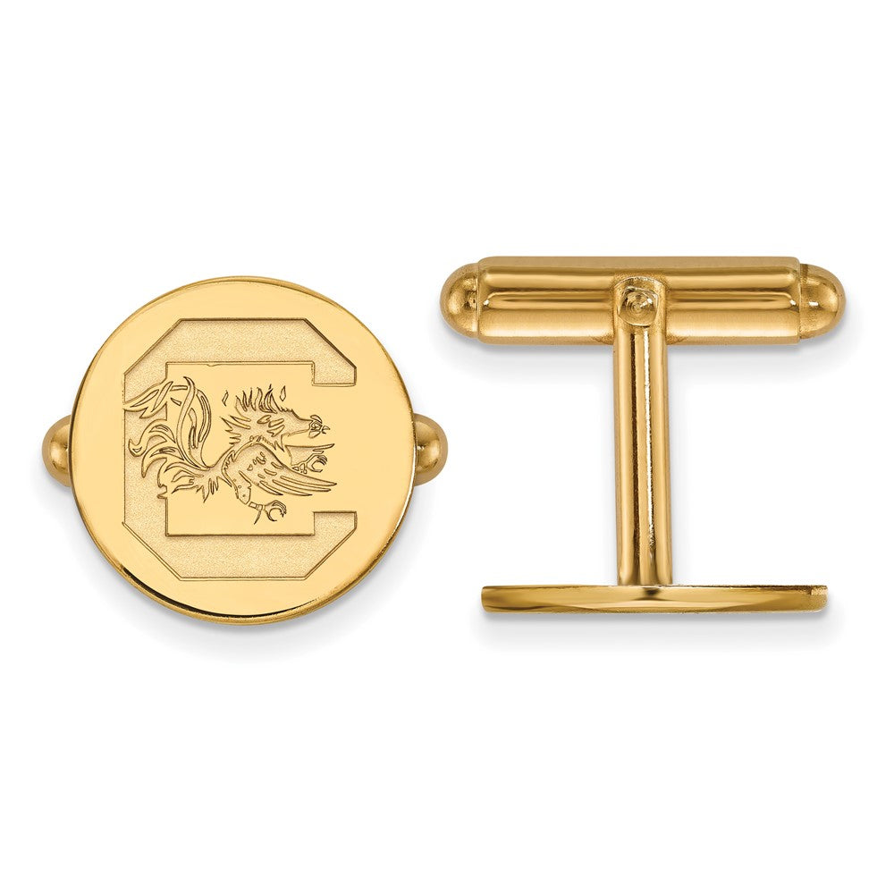 14k Yellow Gold University of South Carolina Logo Cuff Links, Item M8926 by The Black Bow Jewelry Co.