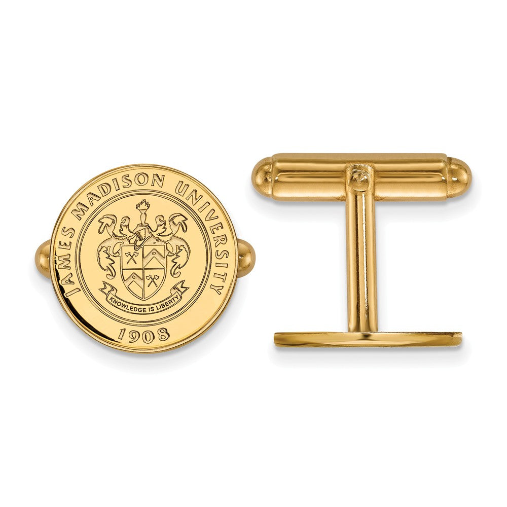14k Yellow Gold James Madison University Crest Cuff Links, Item M8934 by The Black Bow Jewelry Co.