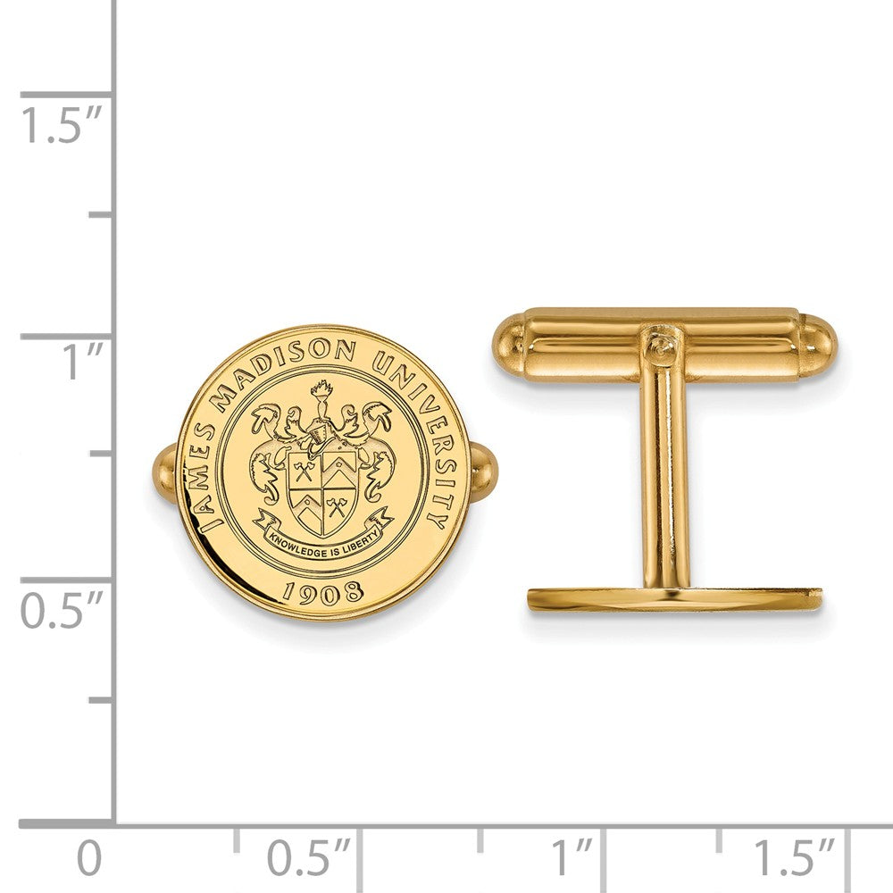 Alternate view of the 14k Yellow Gold James Madison University Crest Cuff Links by The Black Bow Jewelry Co.