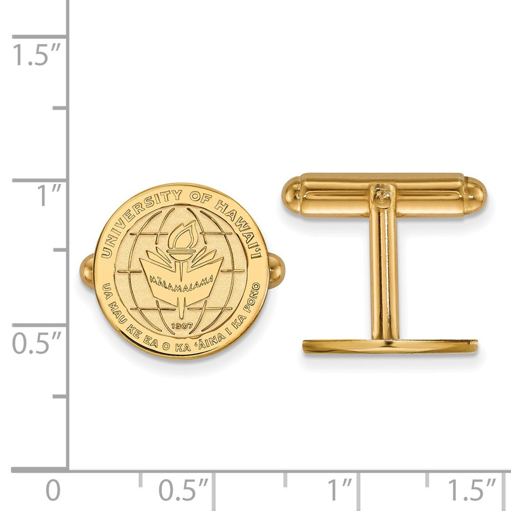 Alternate view of the 14k Yellow Gold The University of Hawai&#39;i Crest Cuff Links by The Black Bow Jewelry Co.