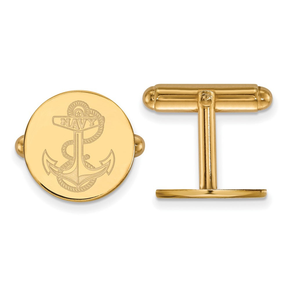 14k Yellow Gold U.S. Navy Cuff Links, Item M8955 by The Black Bow Jewelry Co.