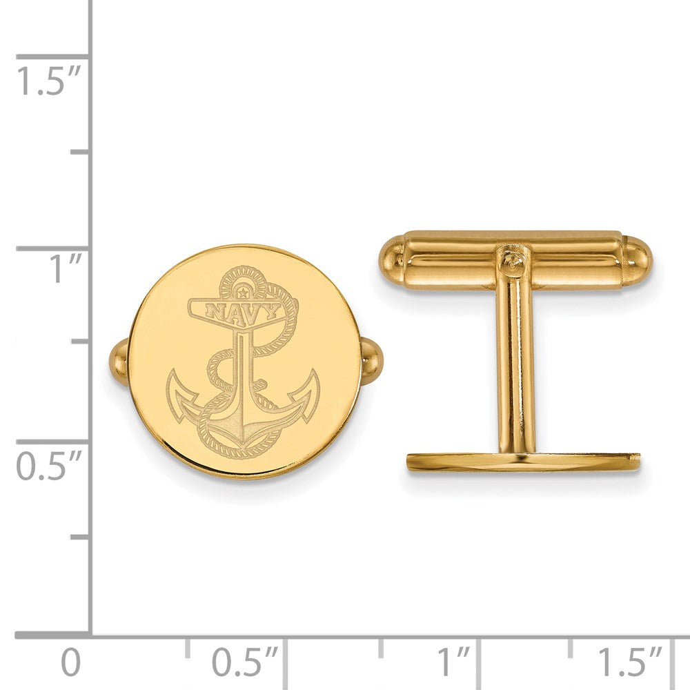 Alternate view of the 14k Yellow Gold U.S. Navy Cuff Links by The Black Bow Jewelry Co.