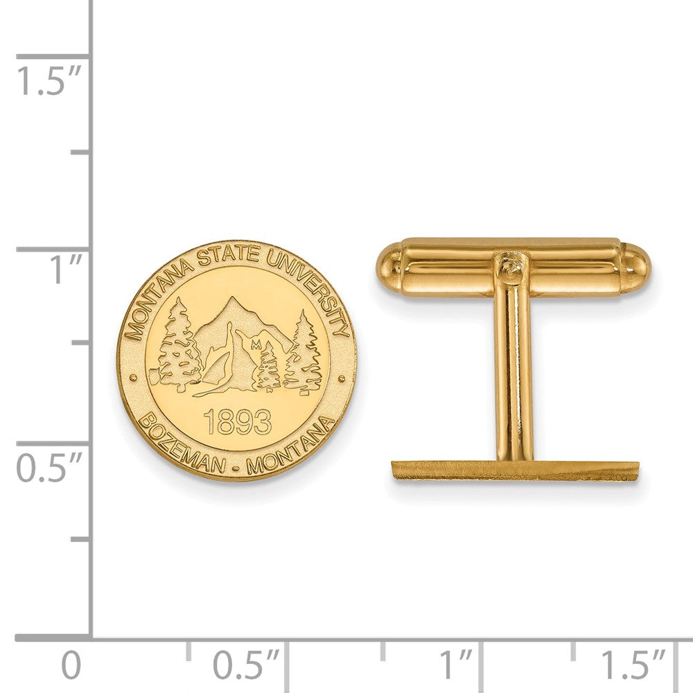 Alternate view of the 14k Yellow Gold Montana State University Crest Cuff Links by The Black Bow Jewelry Co.