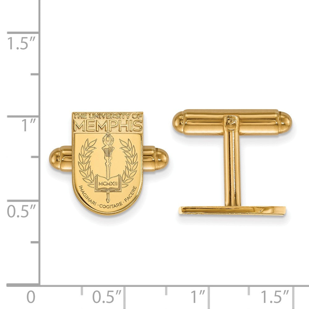 Alternate view of the 14k Yellow Gold University of Memphis Crest Cuff Links by The Black Bow Jewelry Co.