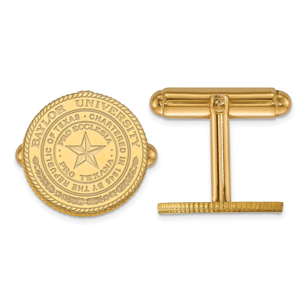 14k Yellow Gold Baylor University Crest Cuff Links, Item M8967 by The Black Bow Jewelry Co.