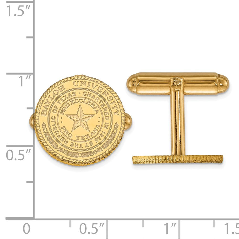 Alternate view of the 14k Yellow Gold Baylor University Crest Cuff Links by The Black Bow Jewelry Co.