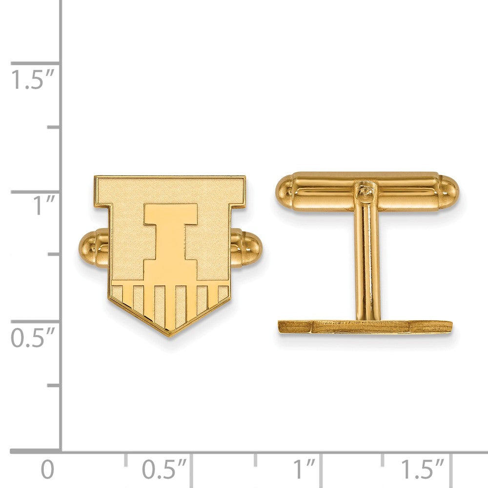 Alternate view of the 14k Yellow Gold University of Illinois Cuff Links by The Black Bow Jewelry Co.