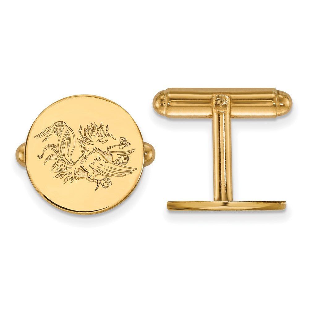 14k Yellow Gold University of South Carolina Cuff Links, Item M8984 by The Black Bow Jewelry Co.