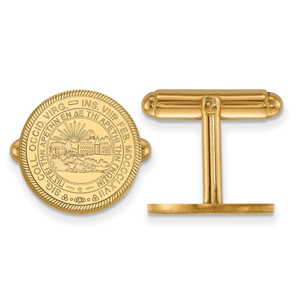 14k Yellow Gold West Virginia University Crest Cuff Links, Item M8988 by The Black Bow Jewelry Co.