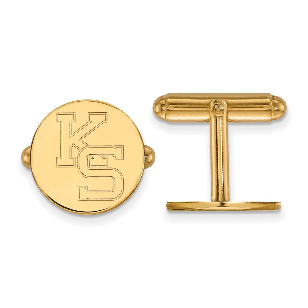 14k Yellow Gold Kansas State University Cuff Links, Item M8989 by The Black Bow Jewelry Co.