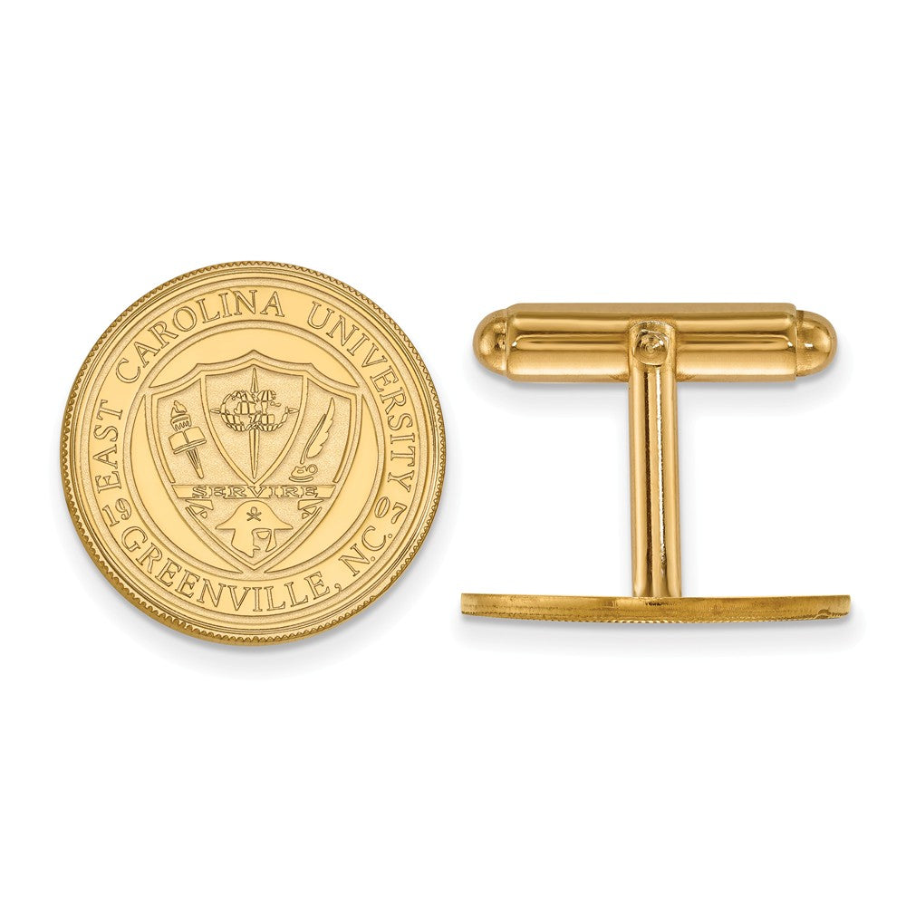 14k Yellow Gold East Carolina University Crest Cuff Links, Item M8996 by The Black Bow Jewelry Co.