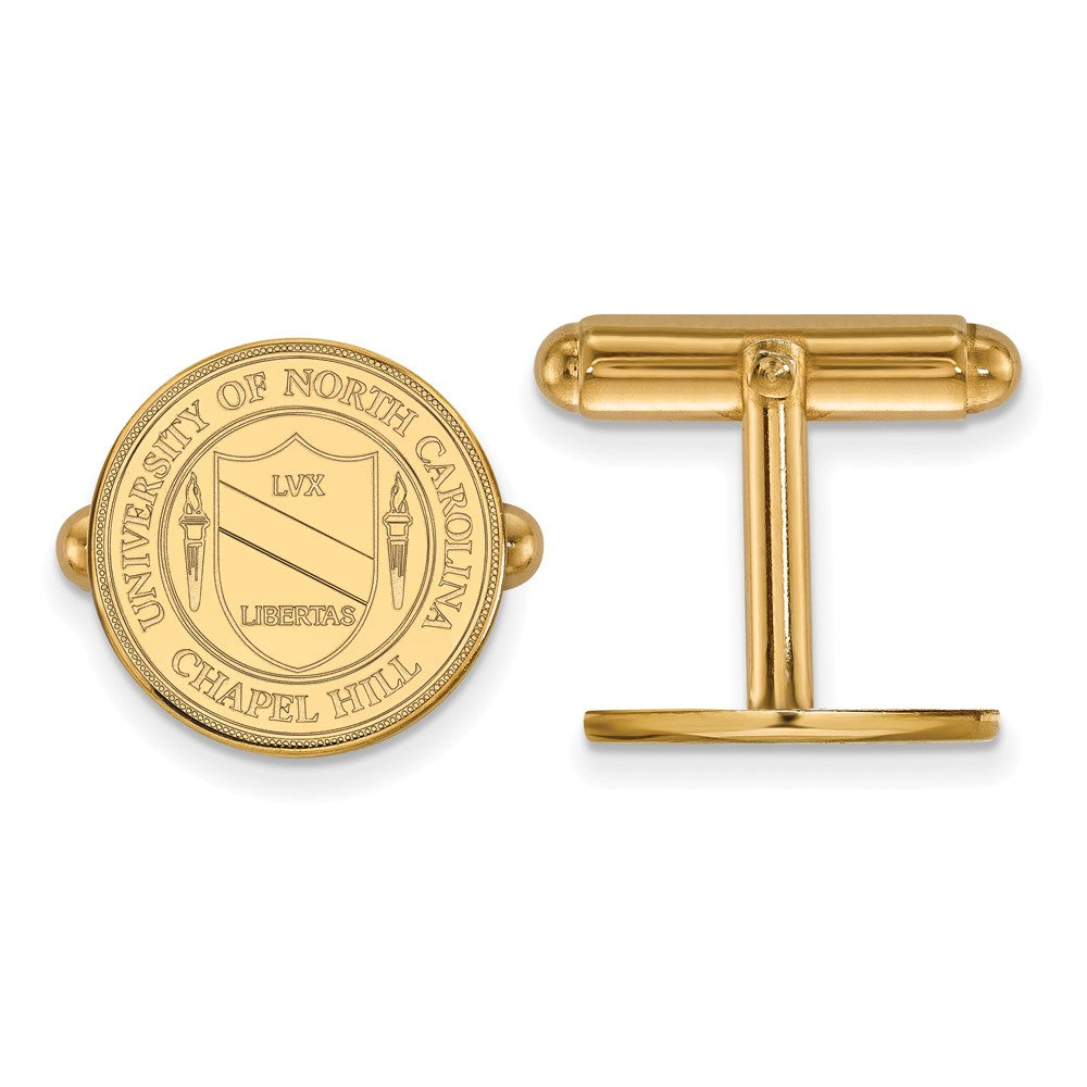 14k Yellow Gold University of North Carolina Crest Cuff Links, Item M9000 by The Black Bow Jewelry Co.