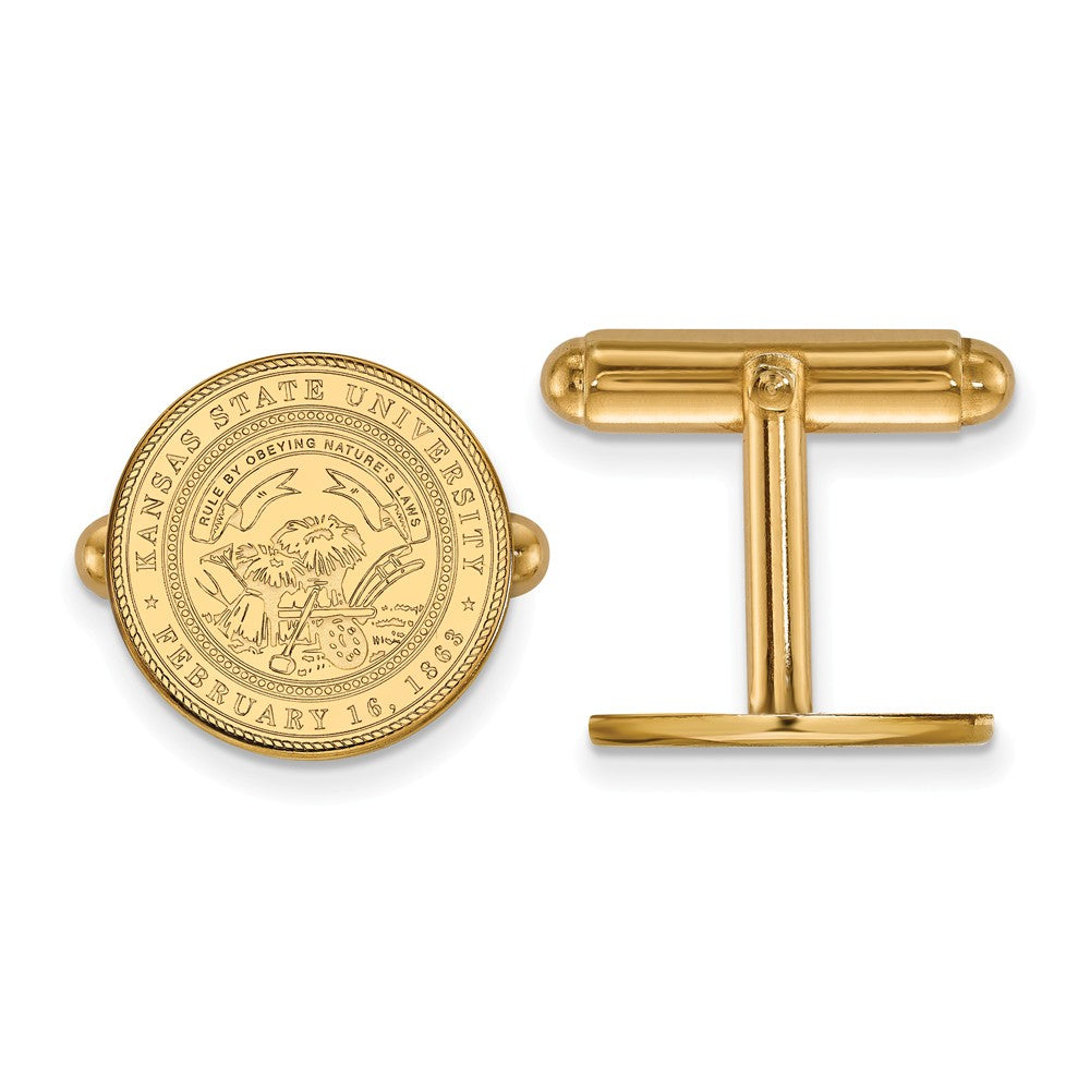 14k Yellow Gold Kansas State University Crest Cuff Links, Item M9001 by The Black Bow Jewelry Co.