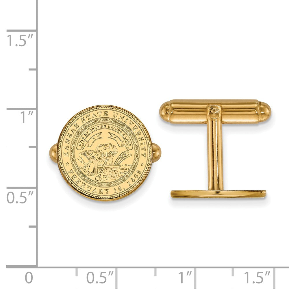 Alternate view of the 14k Yellow Gold Kansas State University Crest Cuff Links by The Black Bow Jewelry Co.