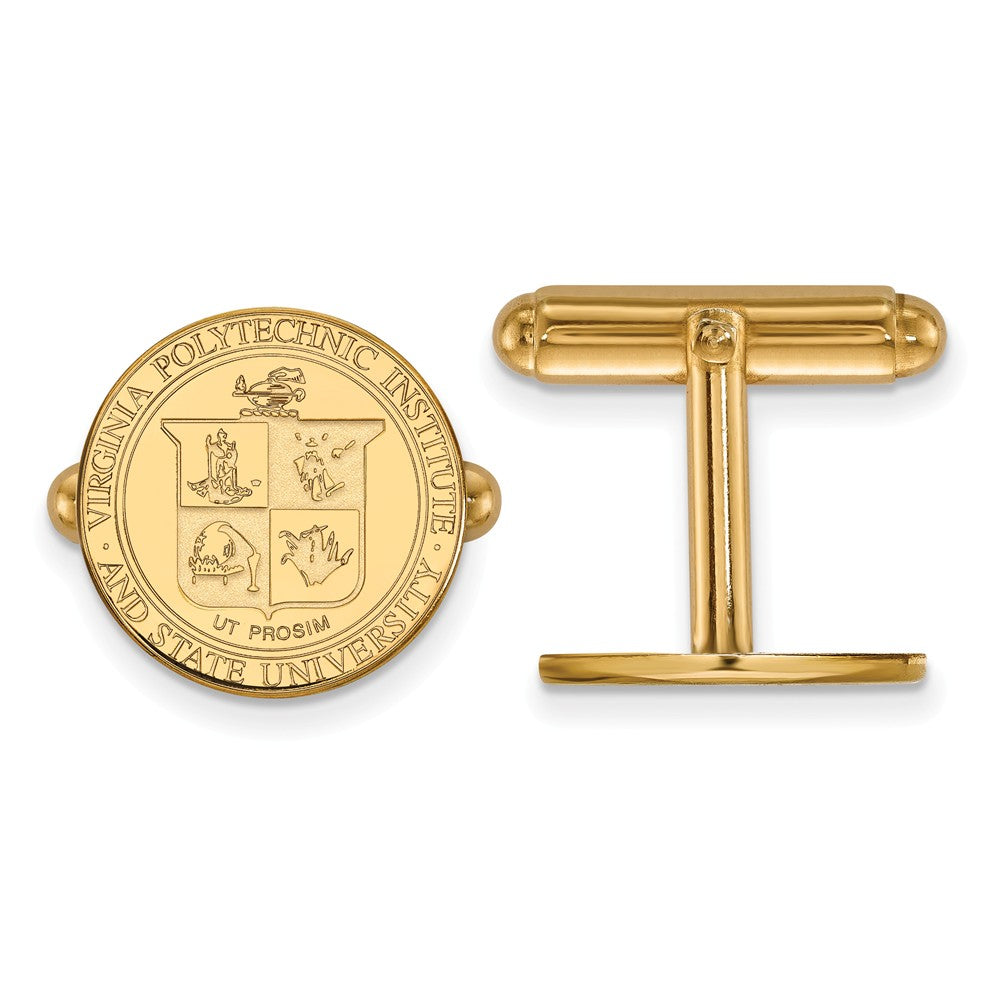 14k Yellow Gold Virginia Tech Crest Cuff Links, Item M9004 by The Black Bow Jewelry Co.