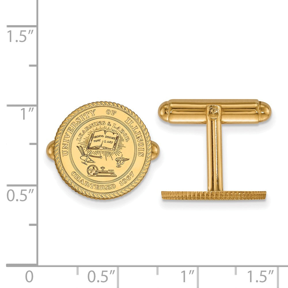 Alternate view of the 14k Yellow Gold University of Illinois Crest Cuff Links by The Black Bow Jewelry Co.