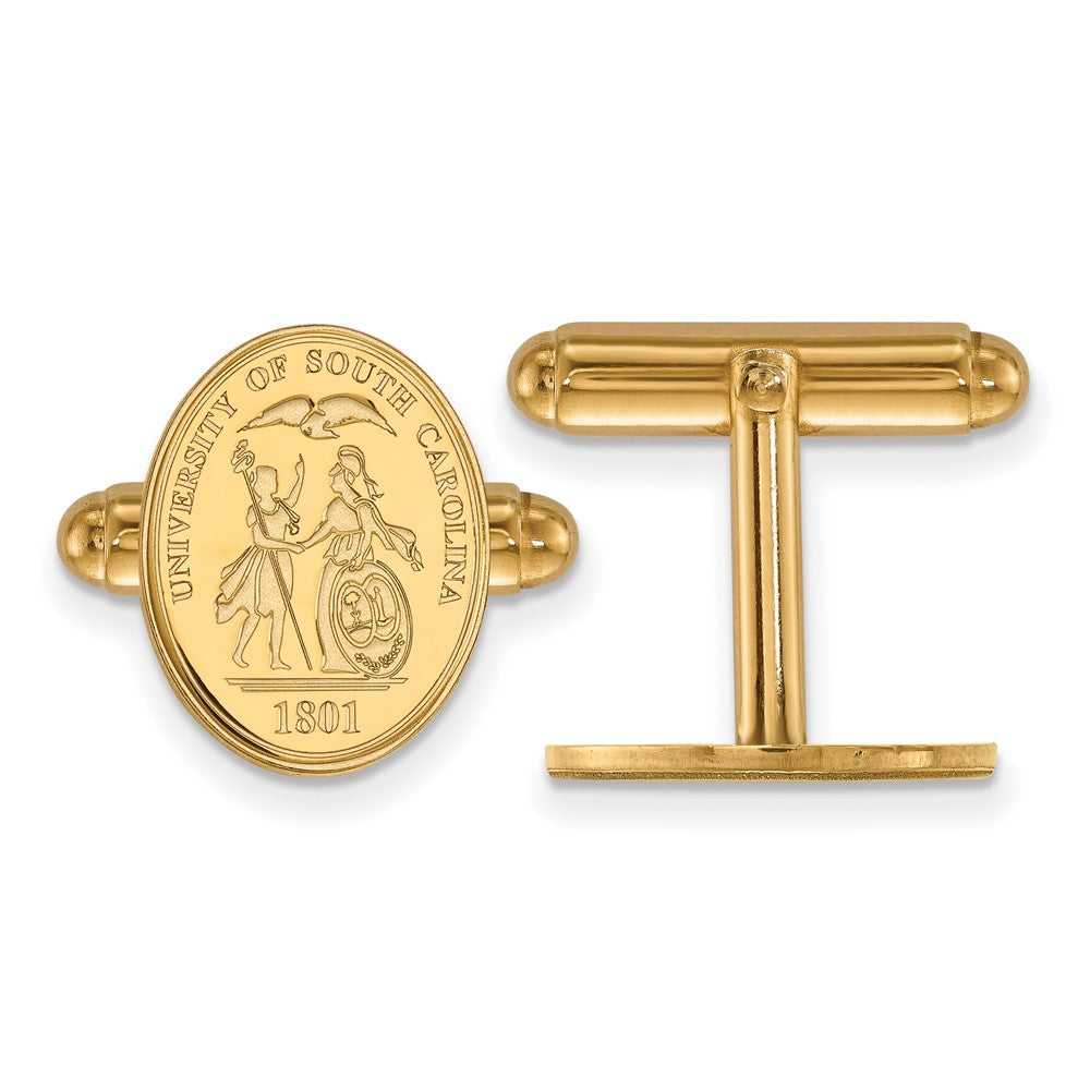 14k Yellow Gold University of South Carolina Crest Cuff Links, Item M9009 by The Black Bow Jewelry Co.