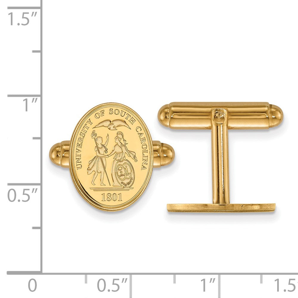 Alternate view of the 14k Yellow Gold University of South Carolina Crest Cuff Links by The Black Bow Jewelry Co.