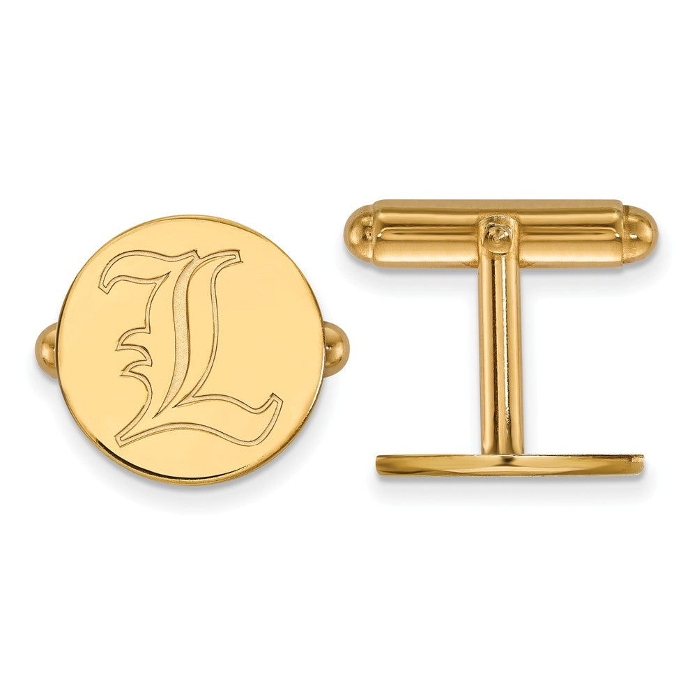 14k Yellow Gold University of Louisville Cuff Links, Item M9010 by The Black Bow Jewelry Co.
