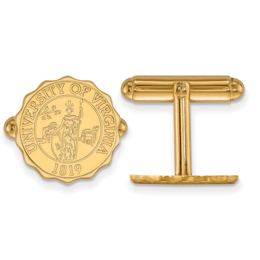 14k Yellow Gold University of Virginia Crest Cuff Links, Item M9012 by The Black Bow Jewelry Co.
