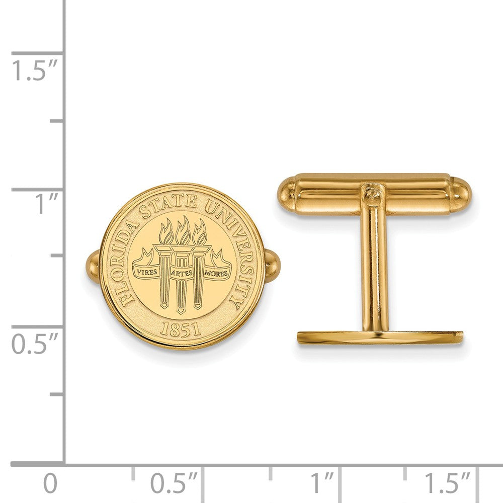 Alternate view of the 14k Yellow Gold Florida State University Crest Cuff Links by The Black Bow Jewelry Co.