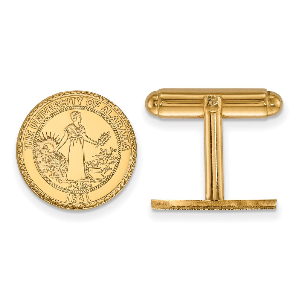 14k Yellow Gold University of Alabama Crest Cuff Links, Item M9022 by The Black Bow Jewelry Co.