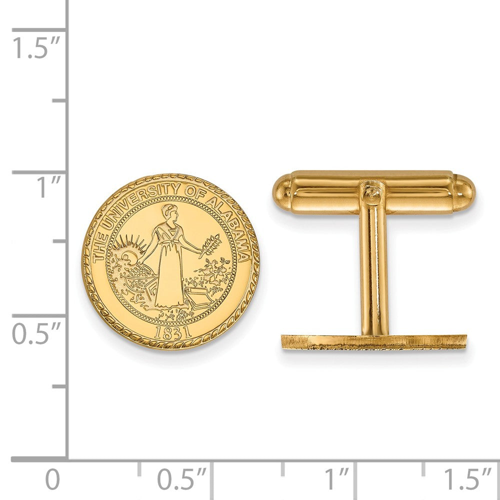 Alternate view of the 14k Yellow Gold University of Alabama Crest Cuff Links by The Black Bow Jewelry Co.