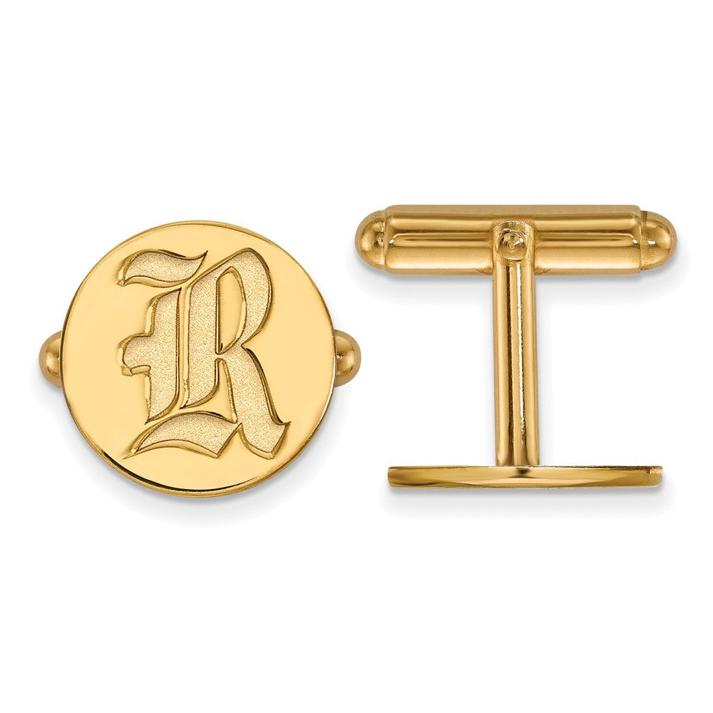 14k Gold Plated Silver Rice University Cuff Links, Item M9035 by The Black Bow Jewelry Co.