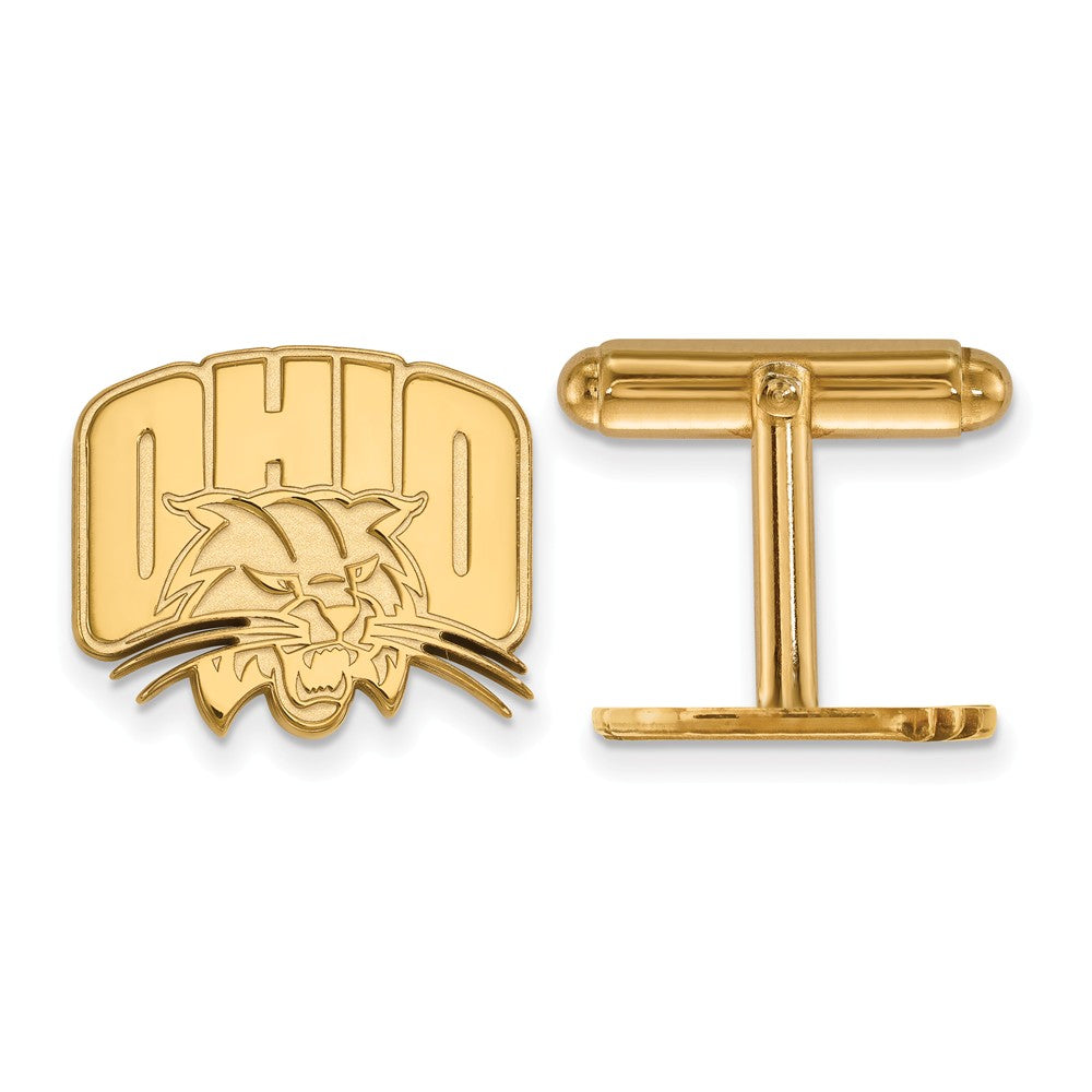 14k Gold Plated Silver Ohio University Cuff Links, Item M9045 by The Black Bow Jewelry Co.