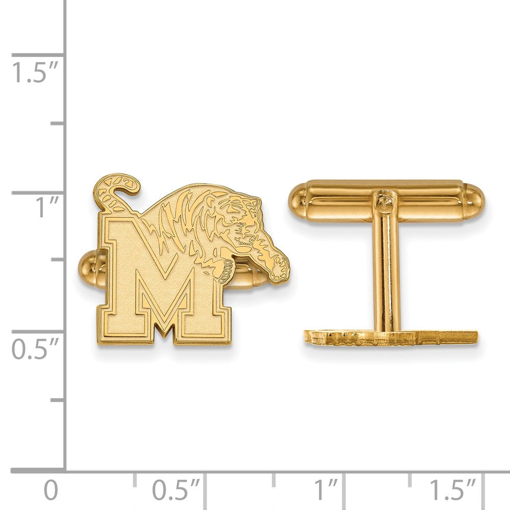Alternate view of the 14k Gold Plated Silver University of Memphis Cuff Links by The Black Bow Jewelry Co.