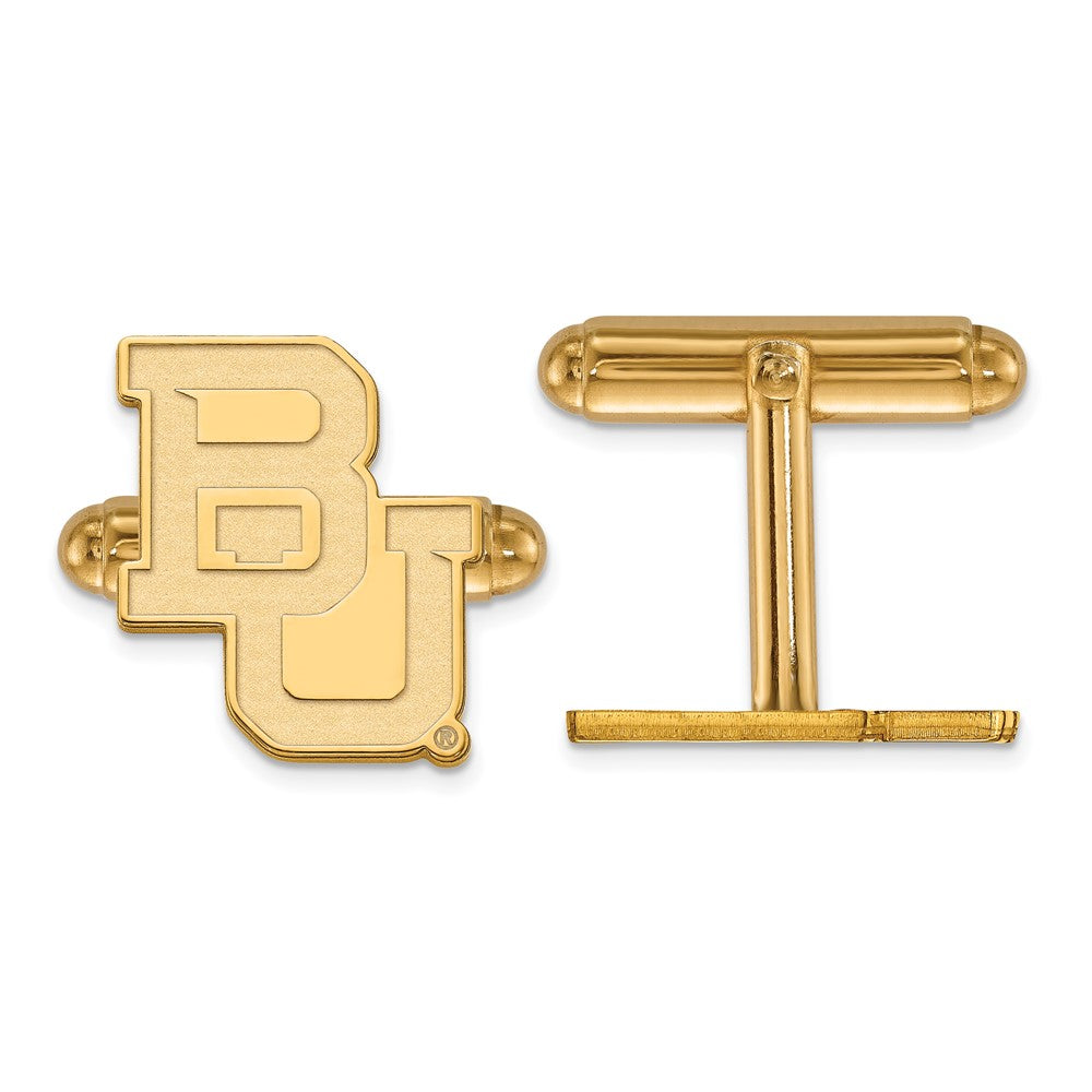 14k Gold Plated Silver Baylor University Cuff Links, Item M9064 by The Black Bow Jewelry Co.