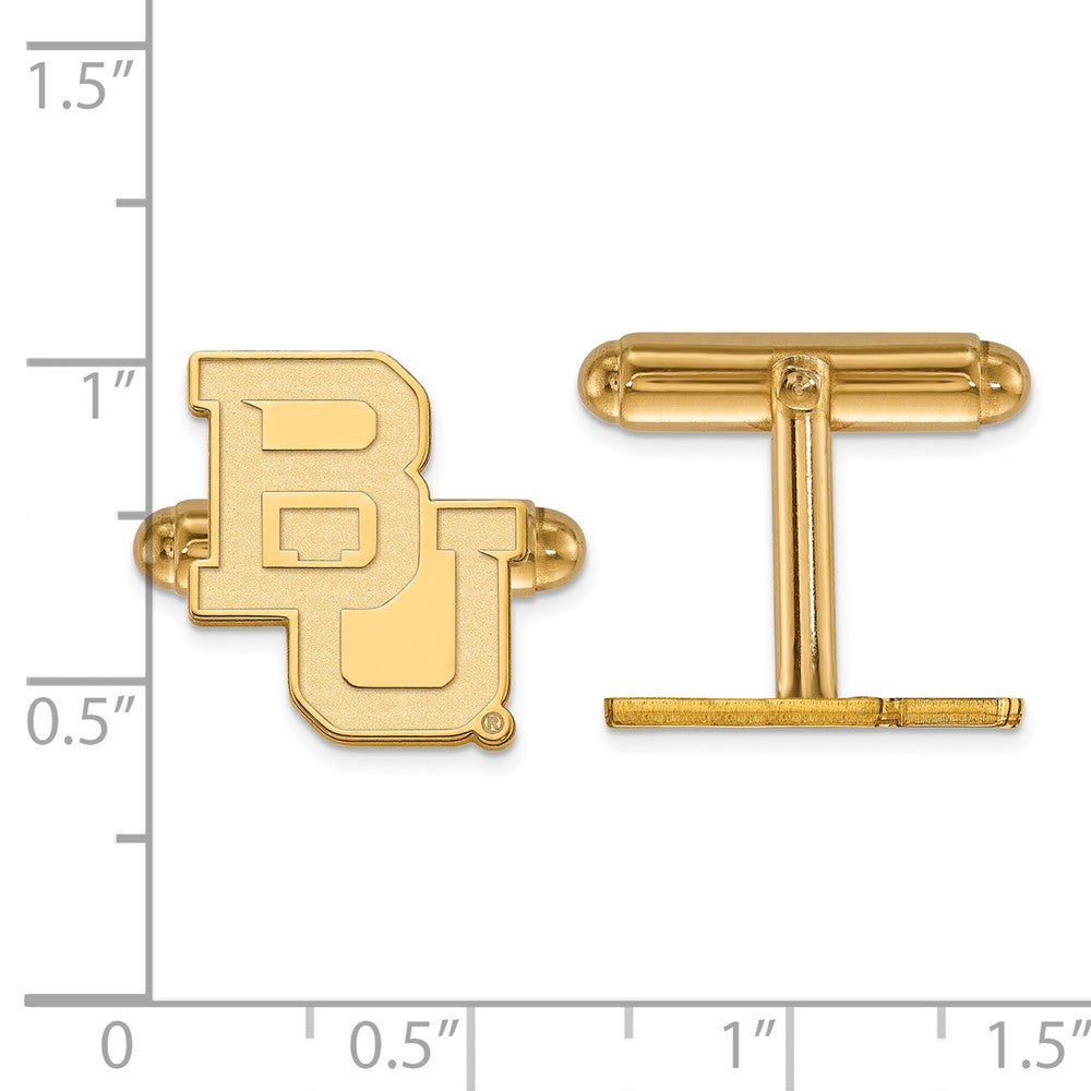 Alternate view of the 14k Gold Plated Silver Baylor University Cuff Links by The Black Bow Jewelry Co.