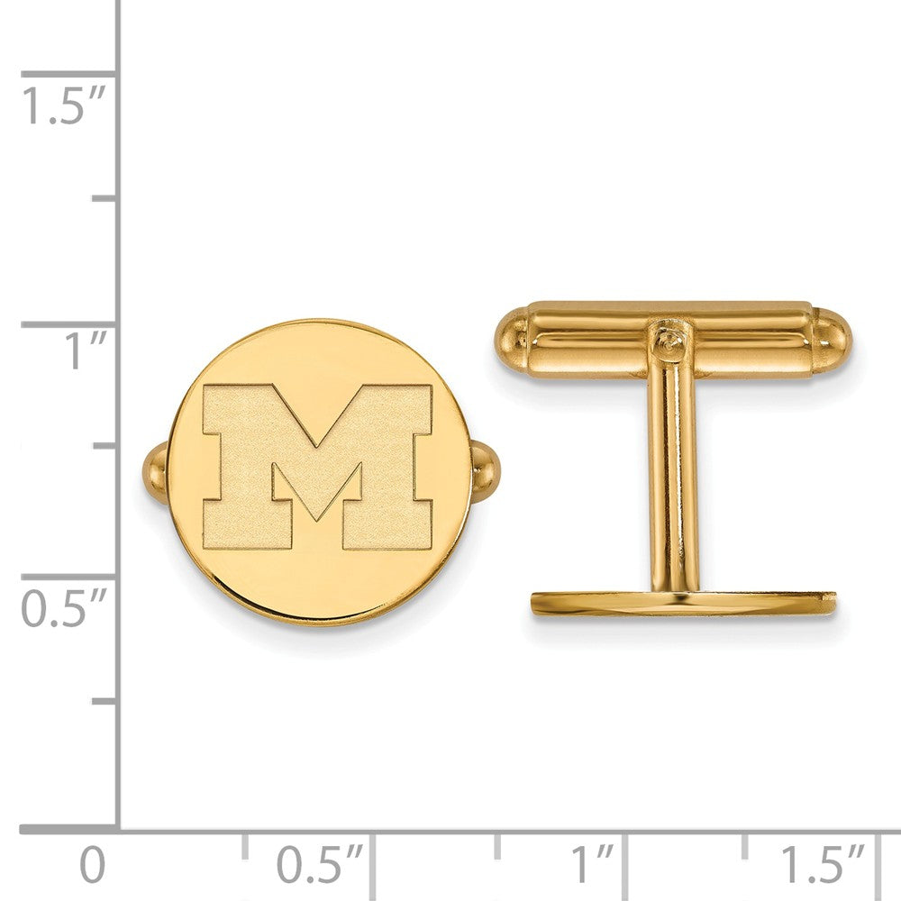 Alternate view of the 14k Gold Plated Silver Michigan (Univ of) Cuff Links by The Black Bow Jewelry Co.
