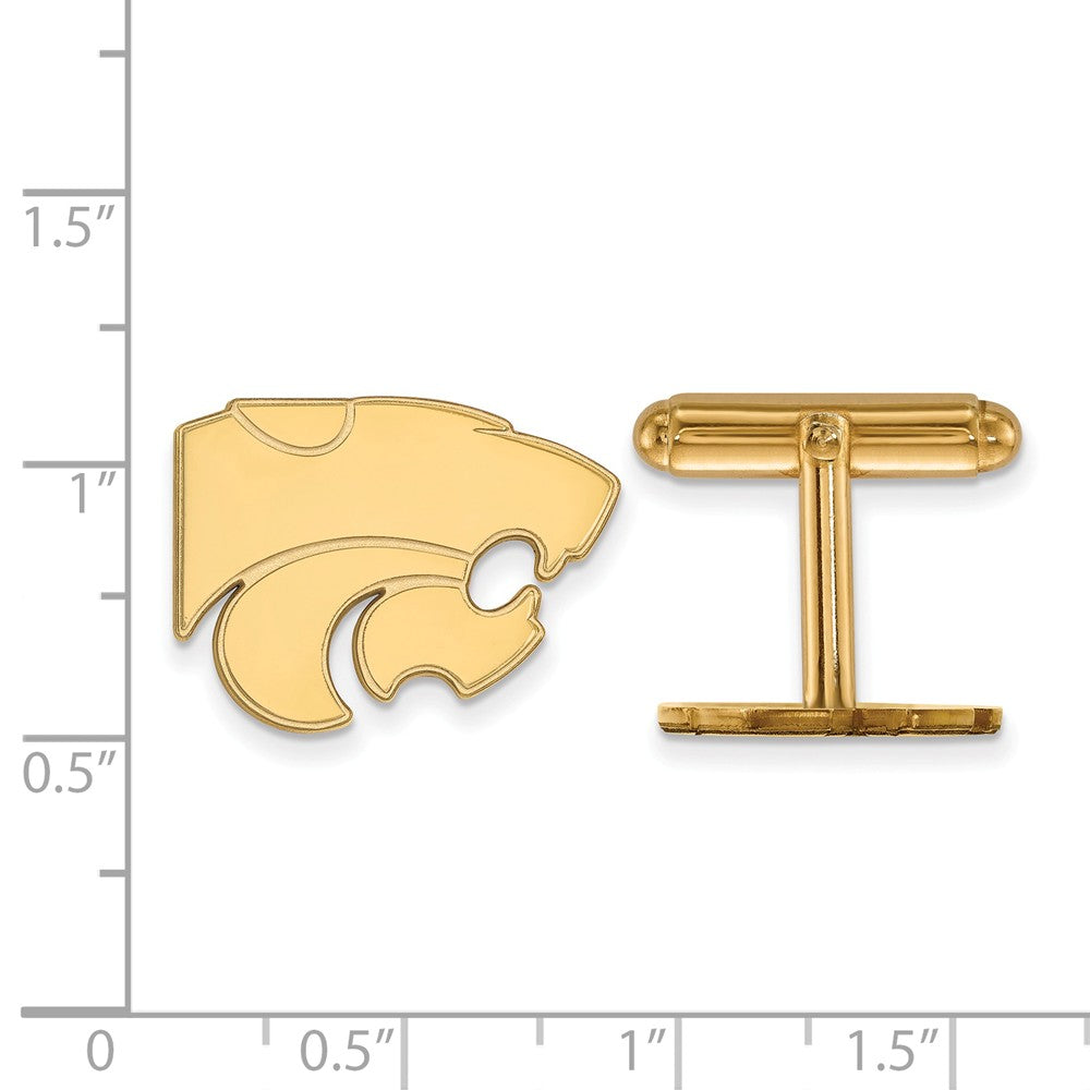 Alternate view of the 14k Gold Plated Silver Kansas State Univ. Cuff Links by The Black Bow Jewelry Co.