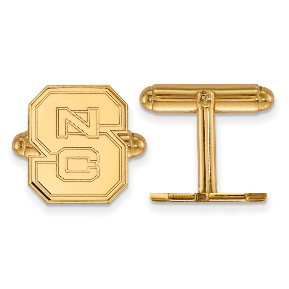 14k Gold Plated Silver North Carolina State Univ. Cuff Links, Item M9080 by The Black Bow Jewelry Co.