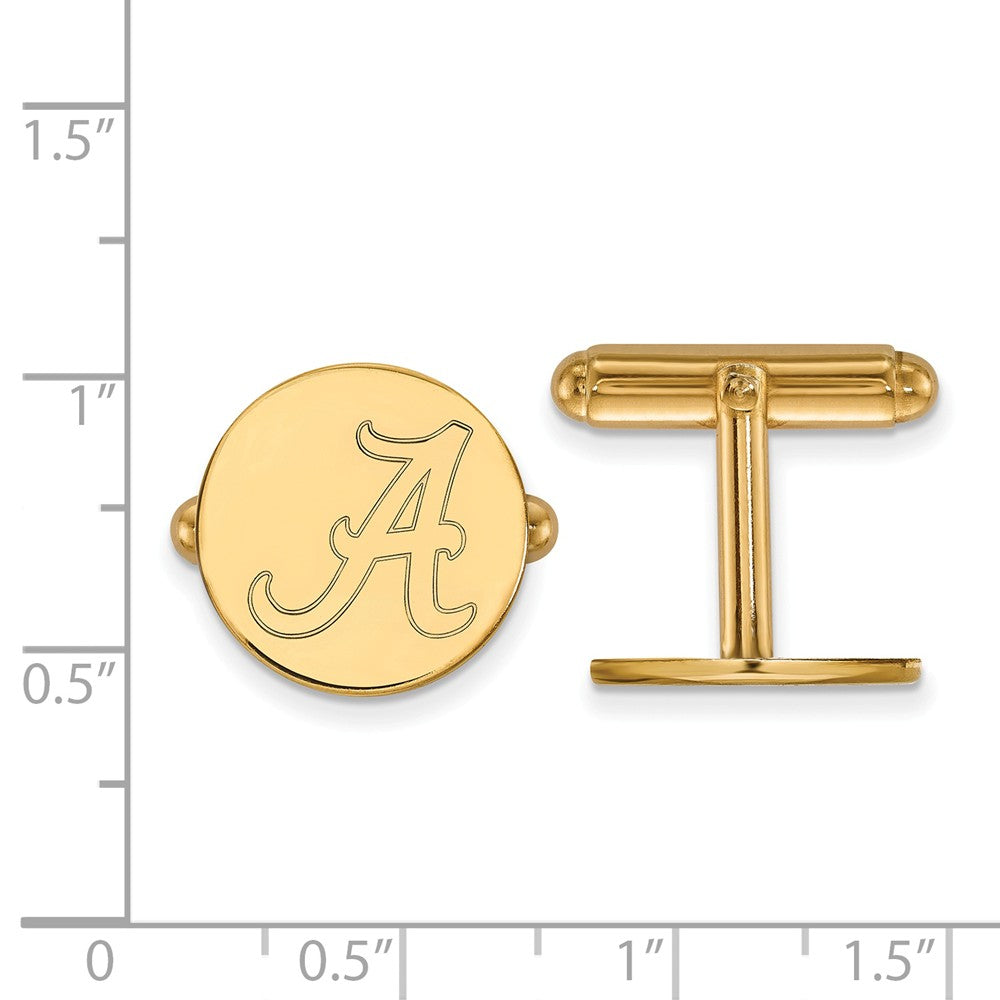 Alternate view of the 14k Gold Plated Silver Univ. of Alabama Cuff Links by The Black Bow Jewelry Co.