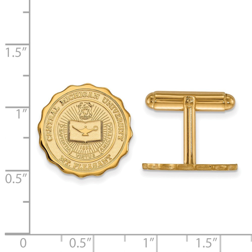 Alternate view of the 14k Gold Plated Silver Central Michigan Univ. Crest Cuff Links by The Black Bow Jewelry Co.