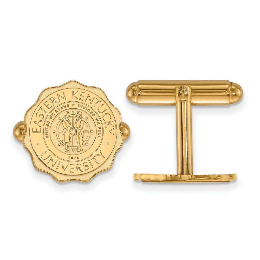 14k Gold Plated Silver Eastern Kentucky Univ. Crest Cuff Links, Item M9102 by The Black Bow Jewelry Co.