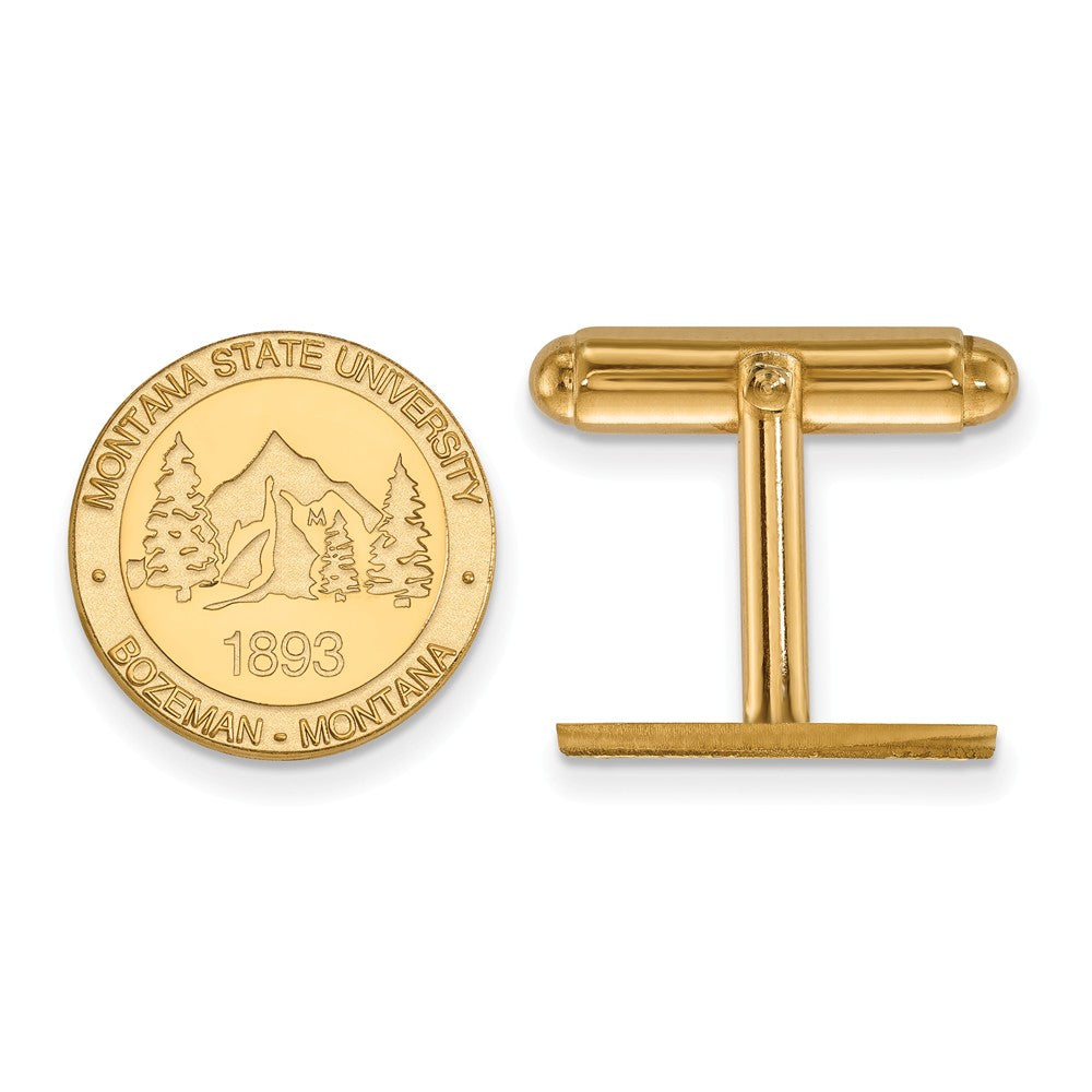 14k Gold Plated Silver Montana State University Crest Cuff Links, Item M9122 by The Black Bow Jewelry Co.