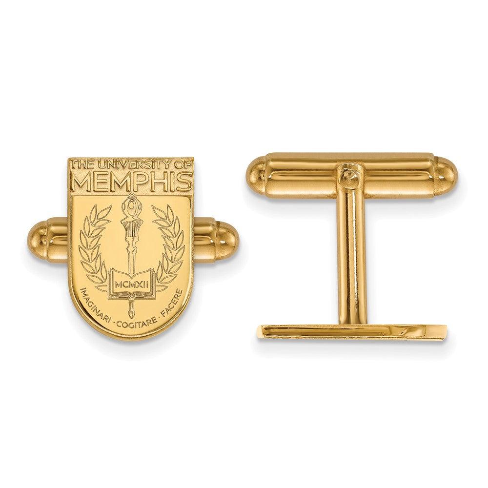 14k Gold Plated Silver University of Memphis Crest Cuff Links, Item M9125 by The Black Bow Jewelry Co.