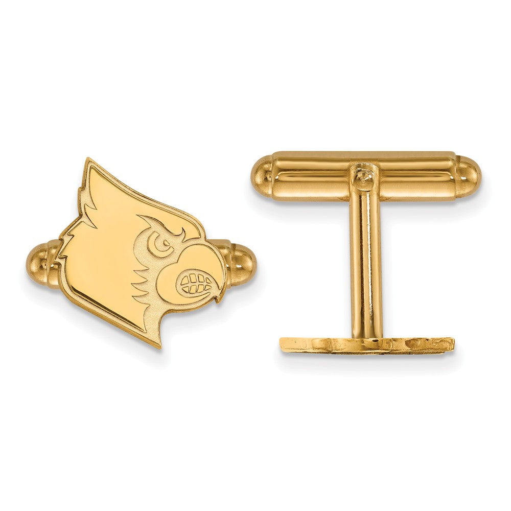 14k Gold Plated Silver Univ. of Louisville Cuff Links, Item M9142 by The Black Bow Jewelry Co.