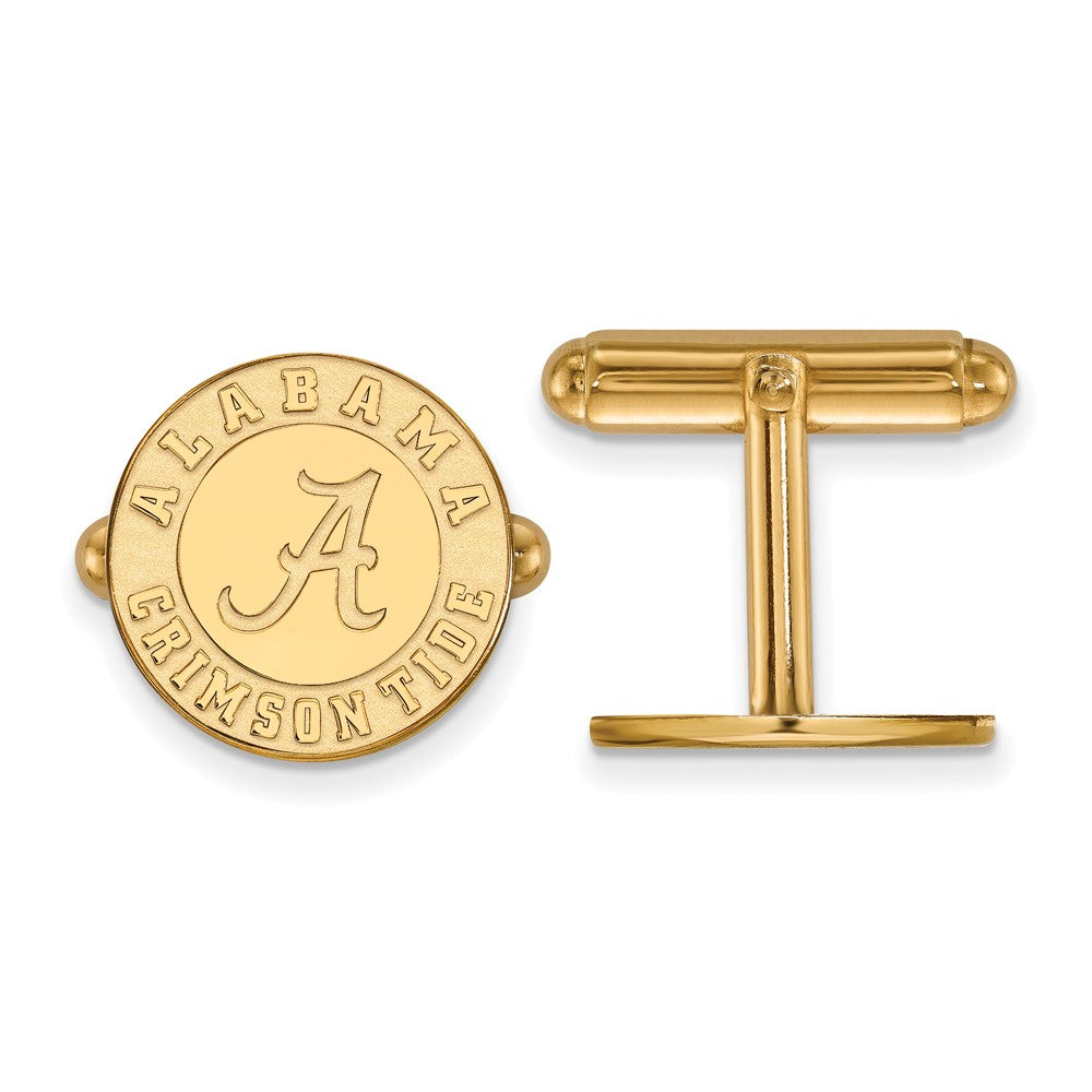 14k Gold Plated Silver University of Alabama Cuff Links, Item M9147 by The Black Bow Jewelry Co.