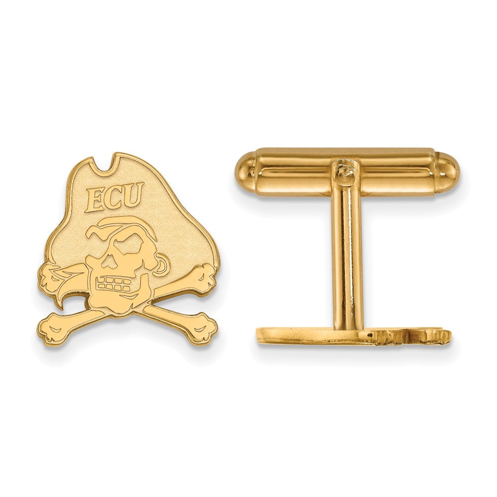 14k Gold Plated Silver East Carolina University Cuff Links, Item M9164 by The Black Bow Jewelry Co.