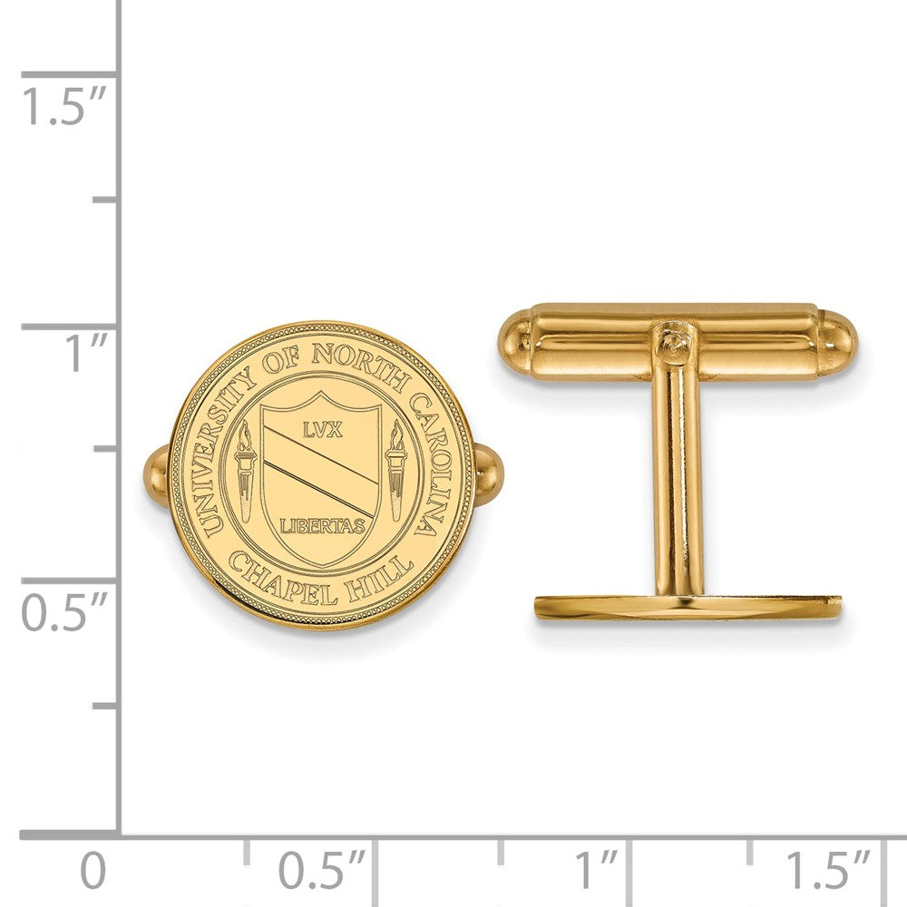 Alternate view of the 14k Gold Plated Silver University of North Carolina Cuff Links by The Black Bow Jewelry Co.