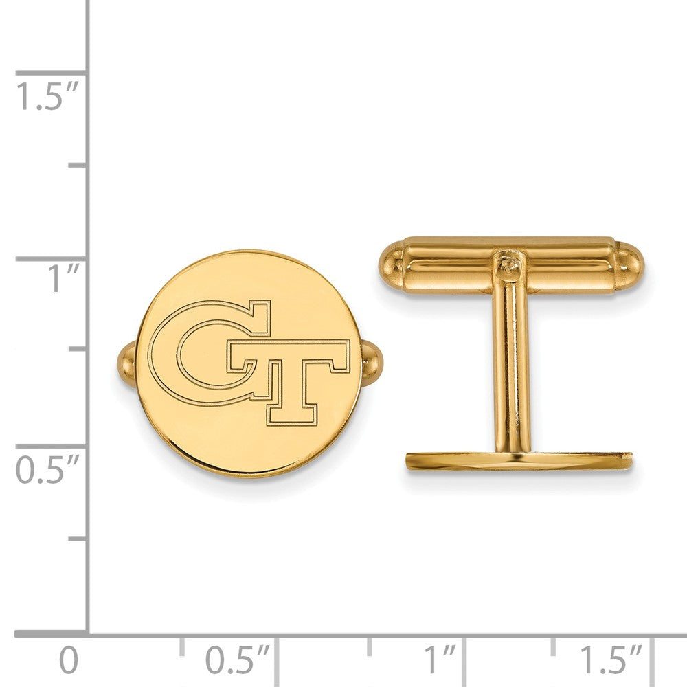 Alternate view of the 14k Gold Plated Silver Georgia Technology Cuff Links by The Black Bow Jewelry Co.